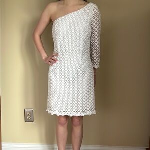 Lilly Pulitzer Cream Asymmetrical One Shoulder Cocktail Dress